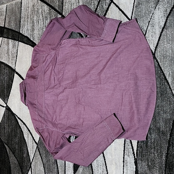 BKE ATHLETIC BURGUNDY & GRAY STITCH CASUAL BUTTON DOWN LONG-SLEEVED SHIRT LARGE - Picture 10 of 12